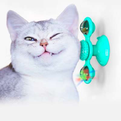 2020 Hot Sell Plastic rubber China supplier manufacturer Rotating windmill cat chew interactive pet toys