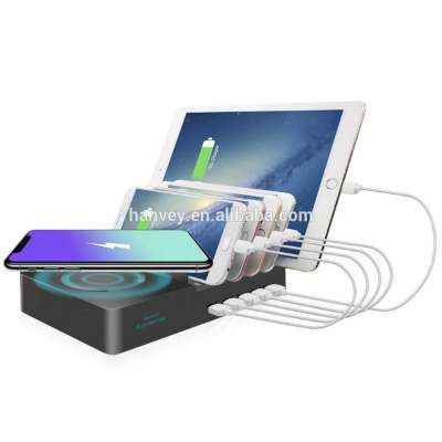 Factory price wholesale custom Multiple 5 USB magnetic mobile phone universal headset charger Wireless Charging Dock Station